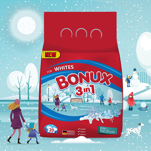 Прах за пране Bonux 3в1 Polar Ice Fresh